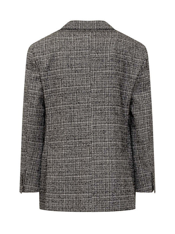 Check Pattern Wool Blend Blazer