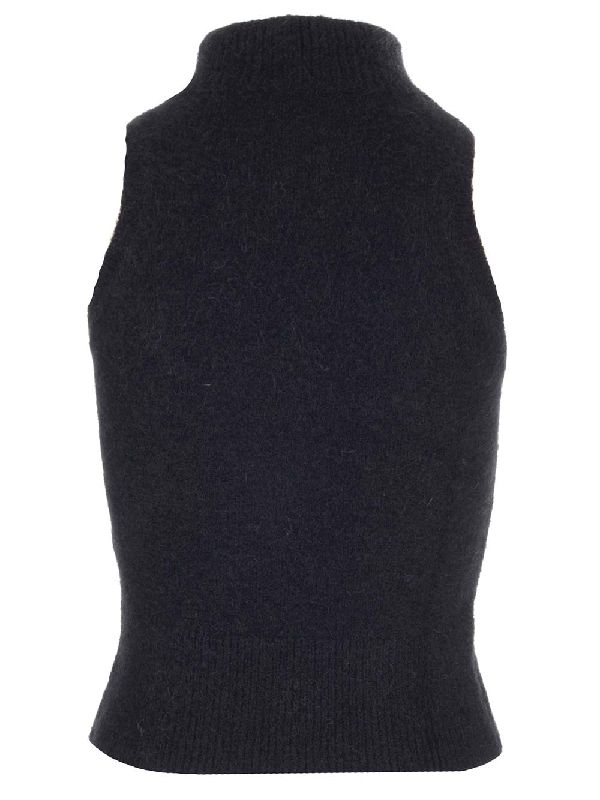 Alpaca Blend High Neck Sleeveless Knit