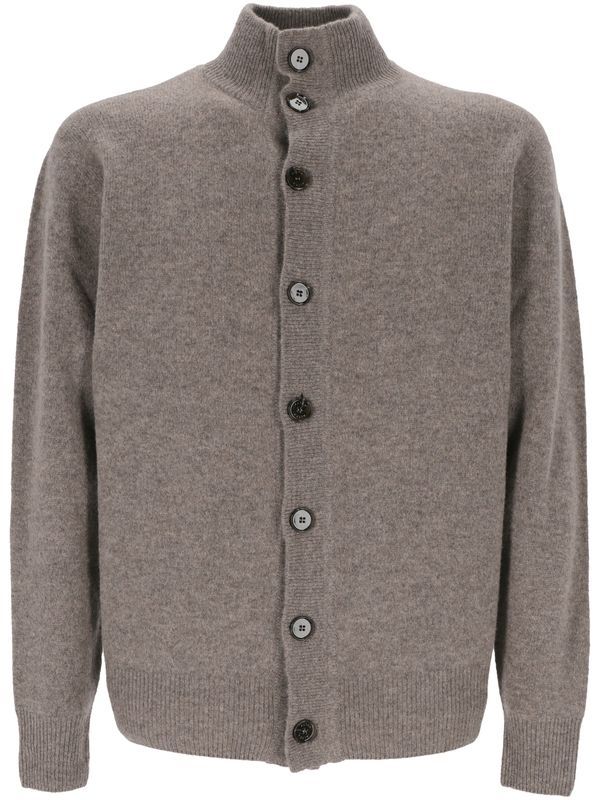 High-neck Button Wool Knit