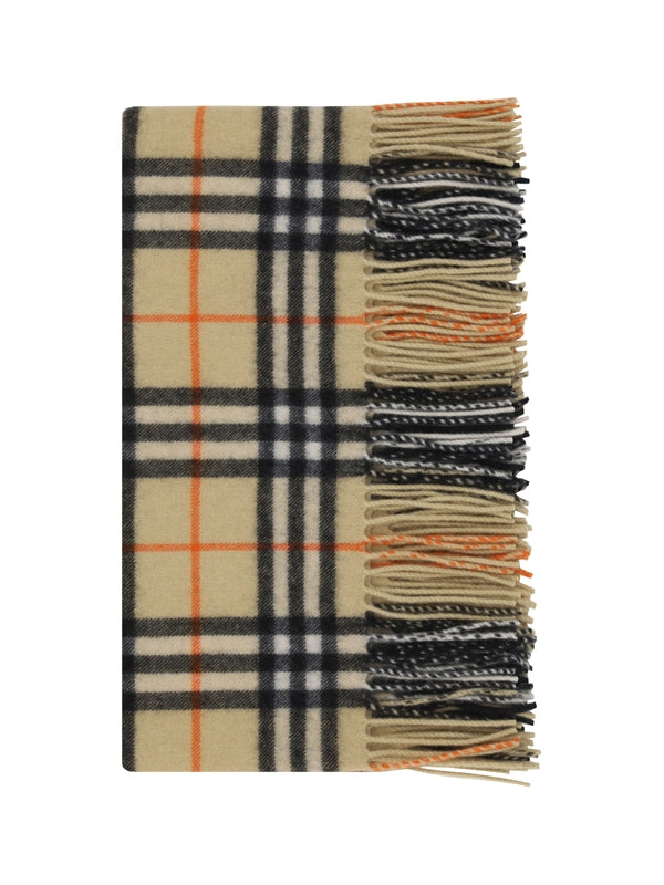 Check Fringe Cashmere Scarf