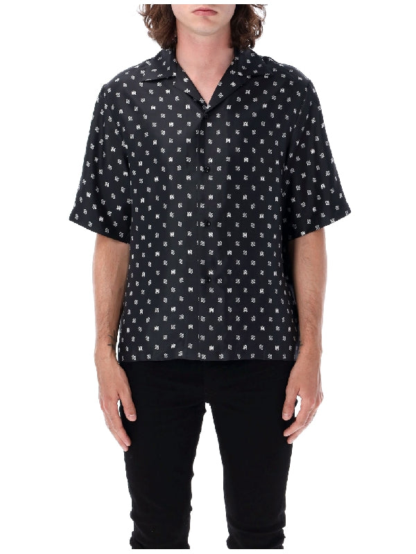 Allover Logo Silk Short Sleeve Shirt