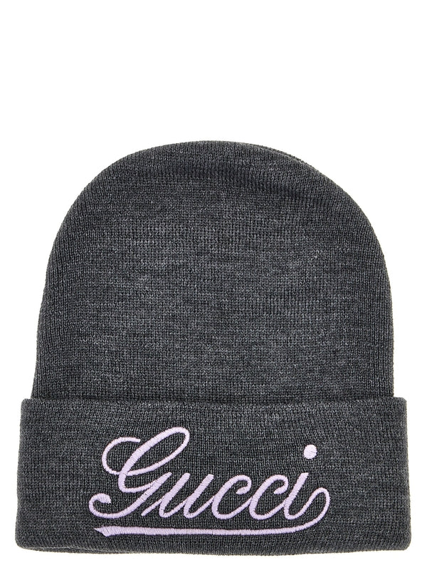 Logo Embroidered Wool Beanie