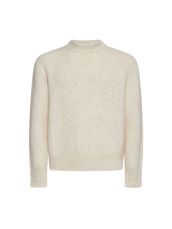 White Crewneck Wool Cashmere Knit