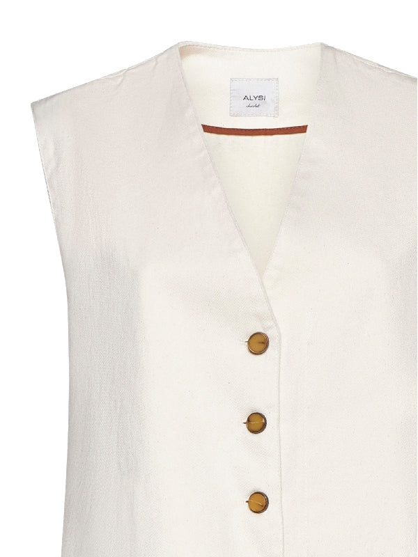 V-Neck Button-Up Vest