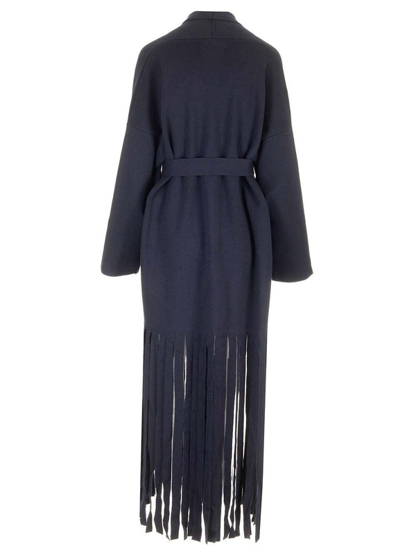 Kimono Fringe Wool Long Cardigan