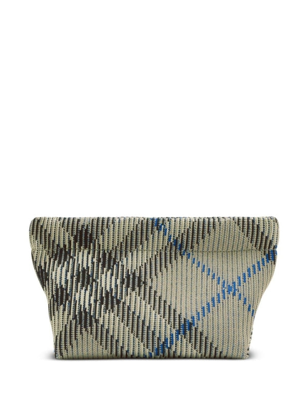 Check Pattern Nylon Clutch Bag