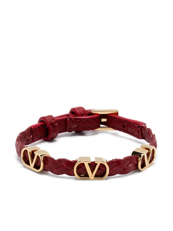 V Logo Leather Bracelet