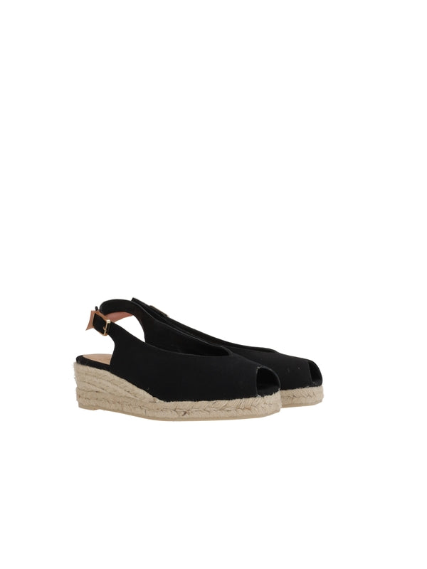 Castañer Black Wedge Sandals