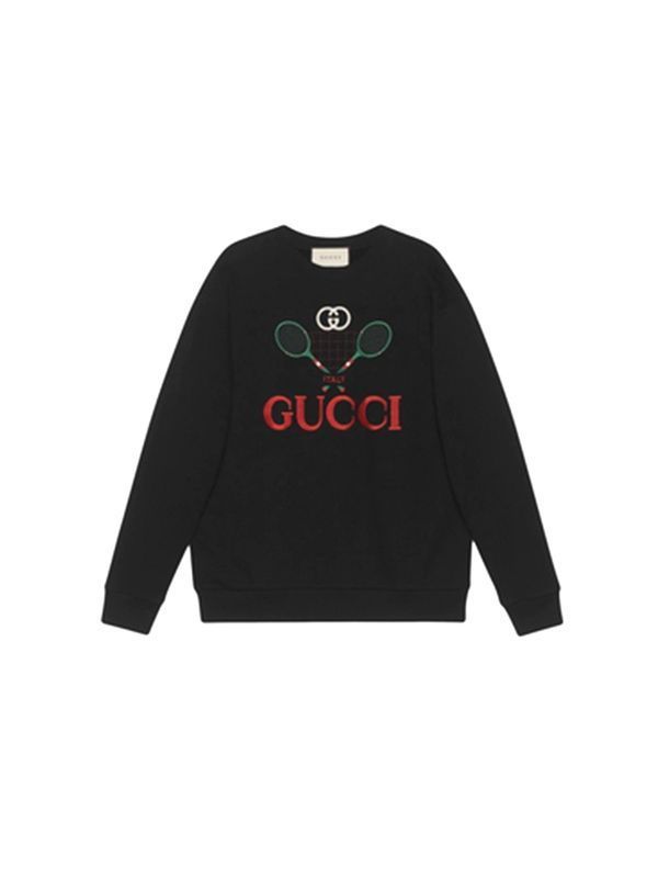 Tennis Logo Embroidered Cotton Sweatshirt
