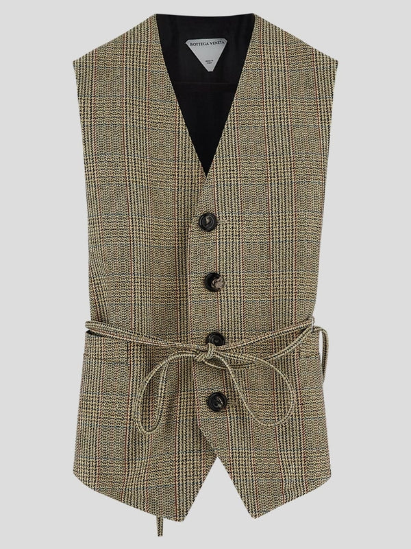 Check Pattern Wool Blend Vest