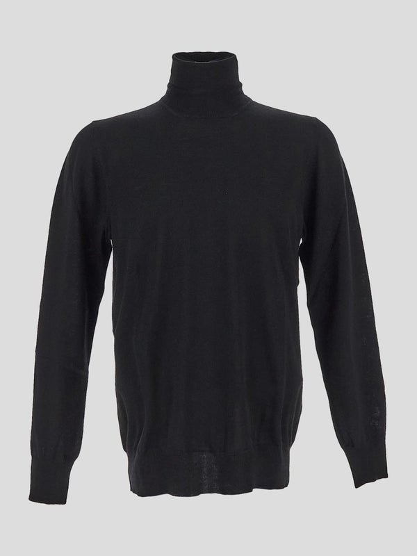 Black High Neck Wool Knit