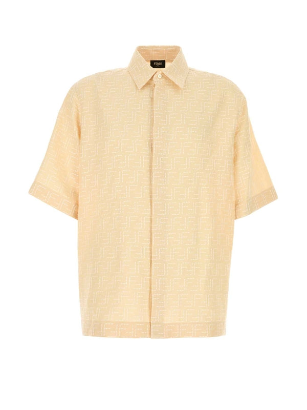 FF Logo Linen Cotton Short Sleeve Shirt