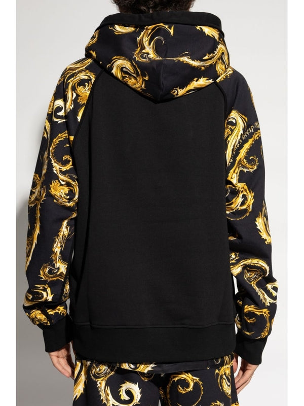 Allover Print Cotton Hooded Sweatshirt