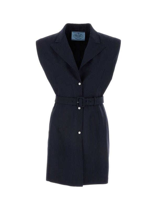 Single Belt Detail Wool Vest