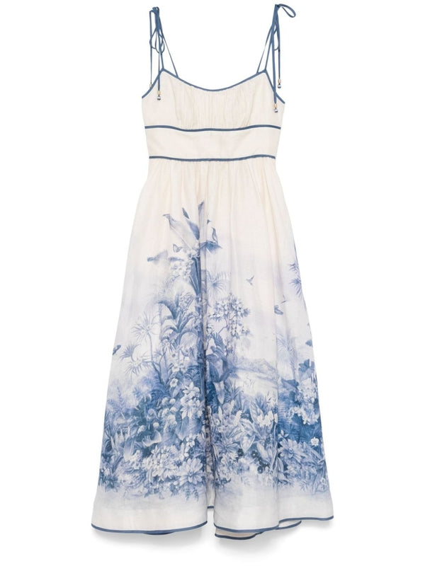 Wylie Flower Printing Linen Dress