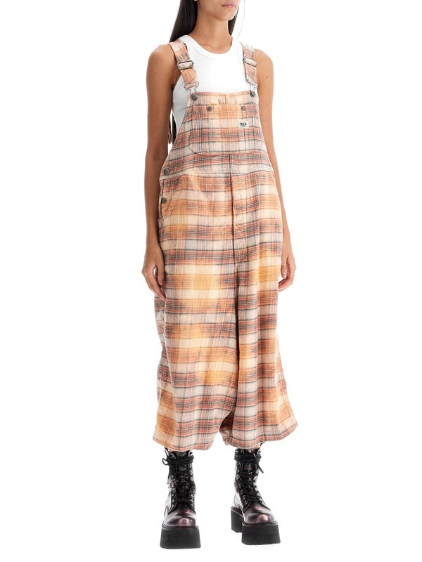 Jumbo Check Distressed Overalls