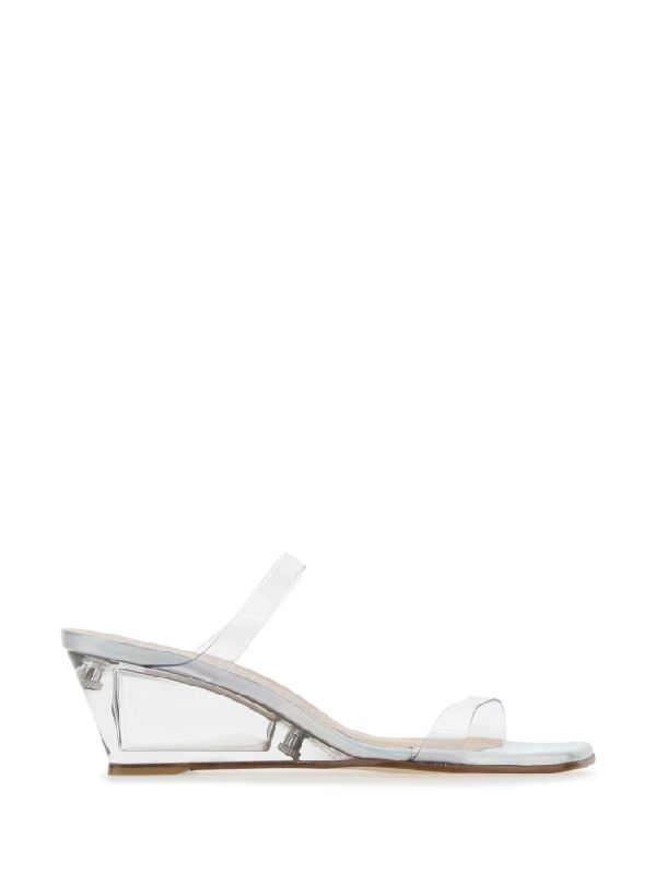 Transparent Pvc Square Toe Wedge Heelss