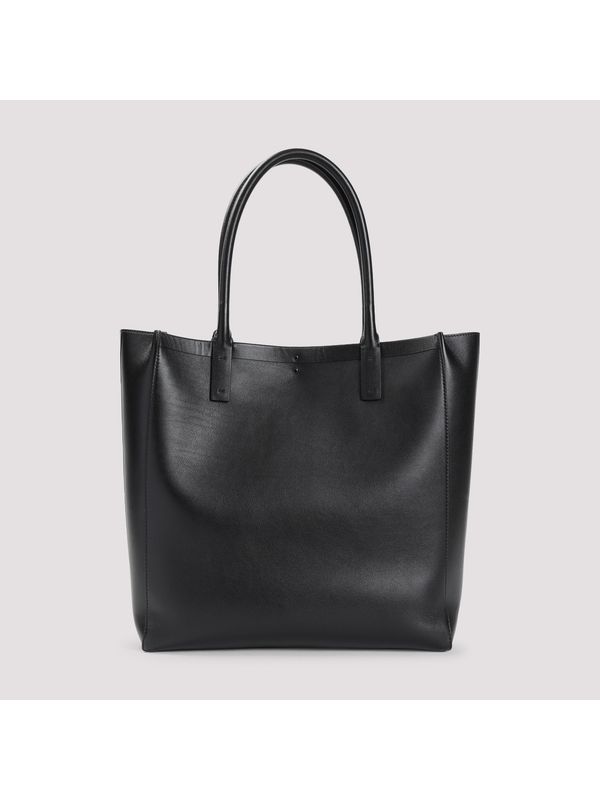 V Logo Leather Tote Bag