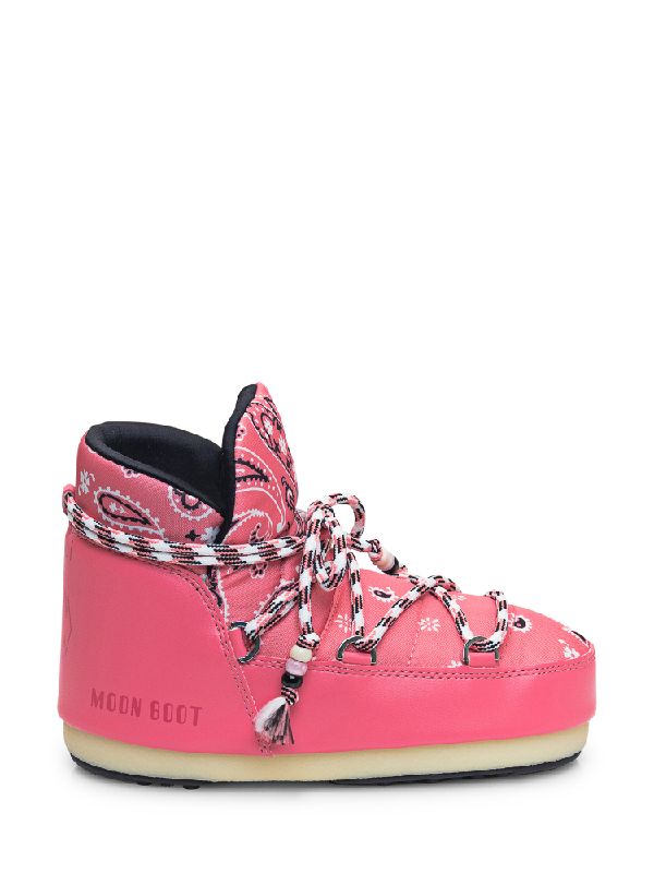 Bandana Pattern Lace-Up Moon Boots