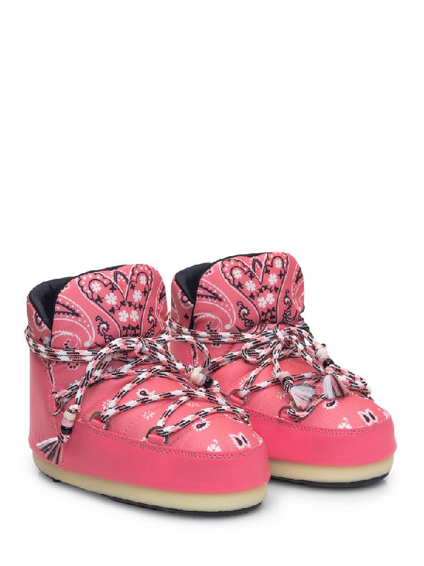 Bandana Pattern Lace-Up Moon Boots