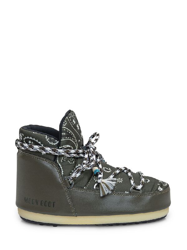 Bandana Pattern Lace-Up Moon Boots