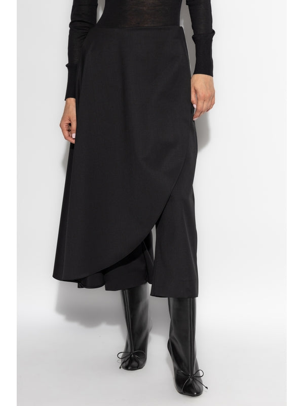 Asymmetric Skirt Wool Pants