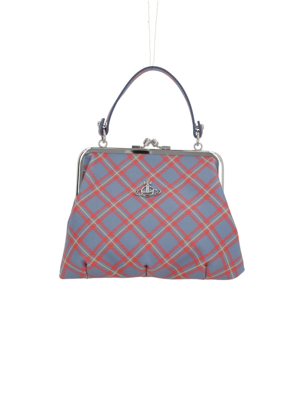 Orb Logo Decorated Check Pattern Tote Bag