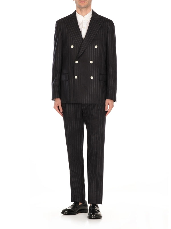 Pinstripe Wool Cashmere Set-up Suit