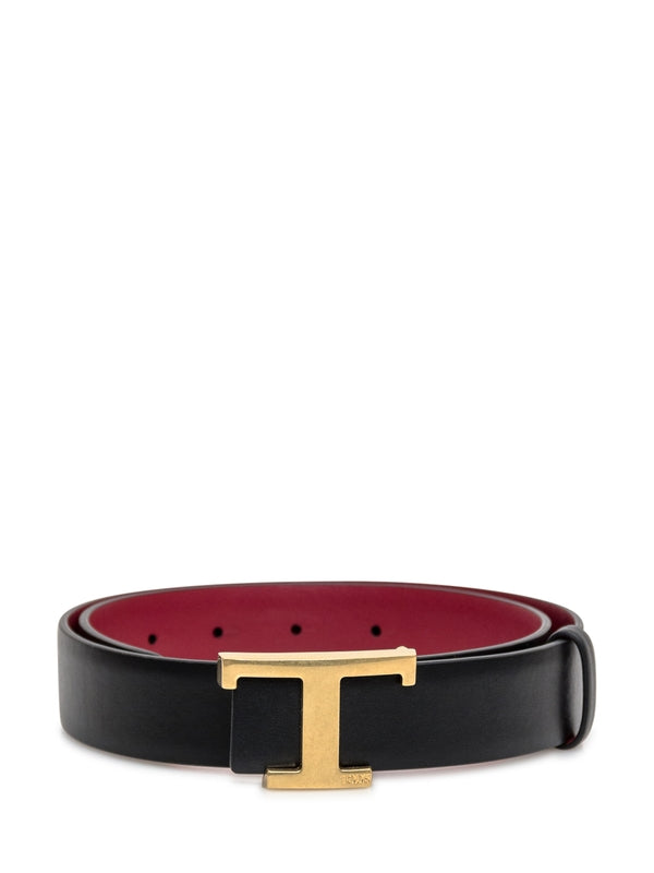 T Logo Leather Belt