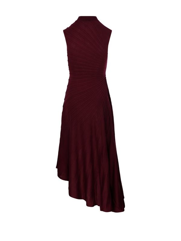 Asymmetric High Neck Wool Sleeveless Dress