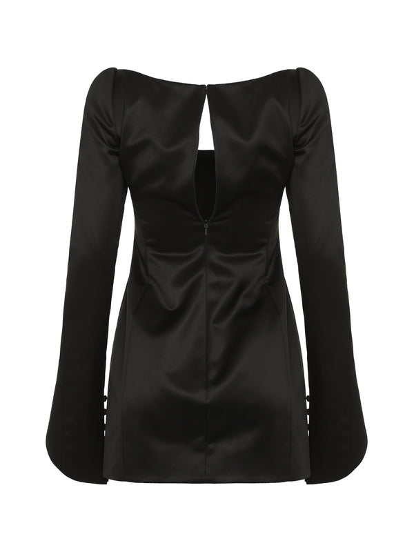 Square-Neck Satin Mini Dress