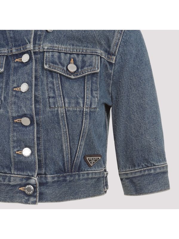 Triangle Logo Cotton Cropped
  Denim Jacket