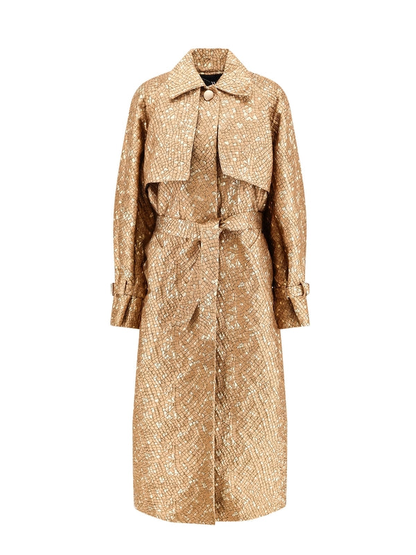 Salsa Jacquard Pattern Trench Coat