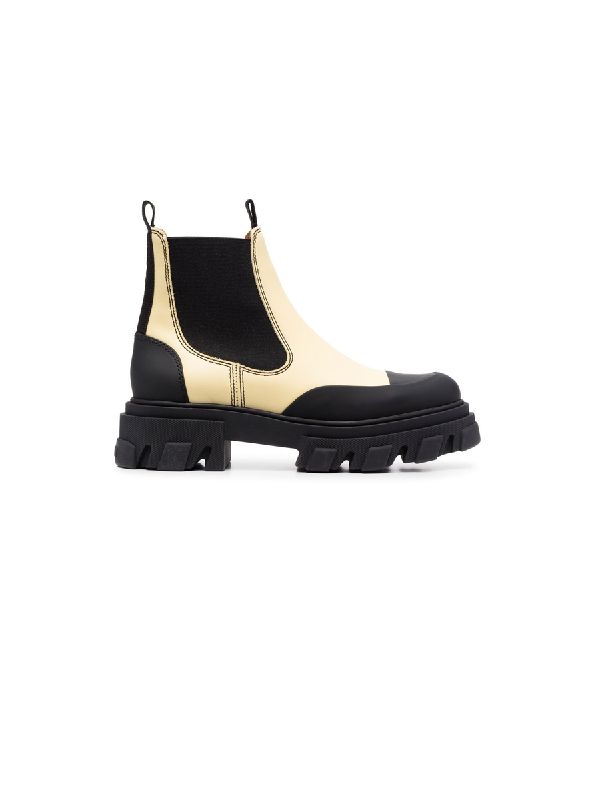 Yellow Front Back Pull Tab Chelsea Boots