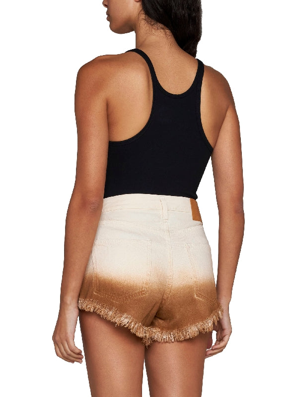 Gradient Fringe Denim Shorts