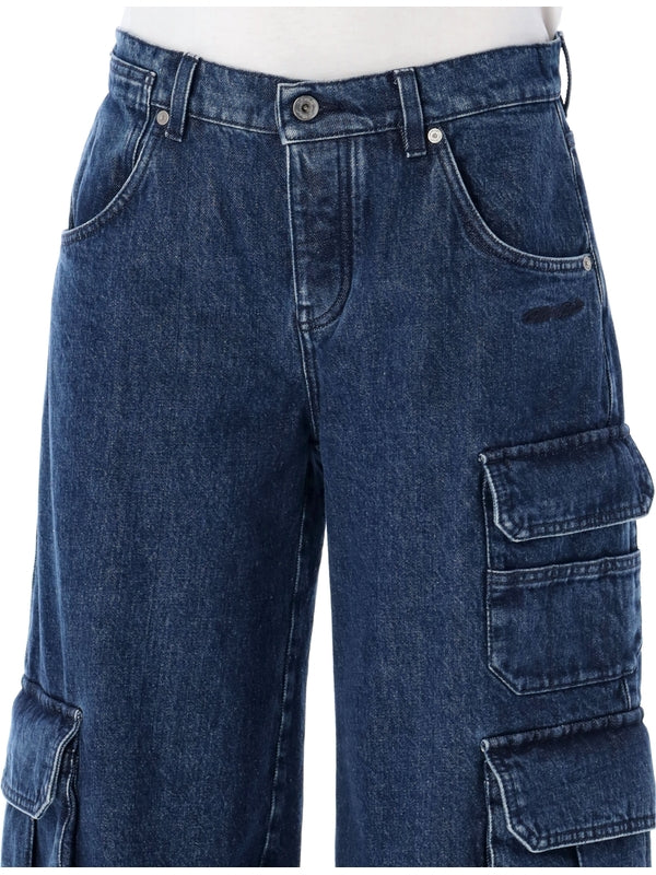 Wide Denim Cargo Pants