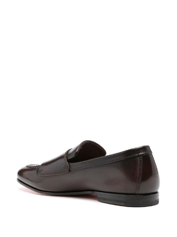 Brown Leather Monk Strap Shoes