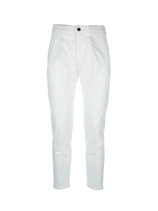 White One-Tuck Cotton Pants