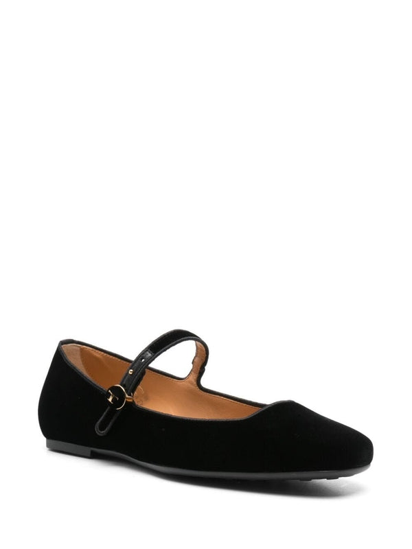 Velvet Mary Jane Flat Shoes