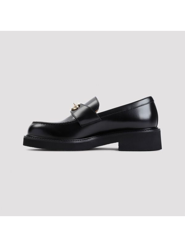 V Logo Leather Loafers