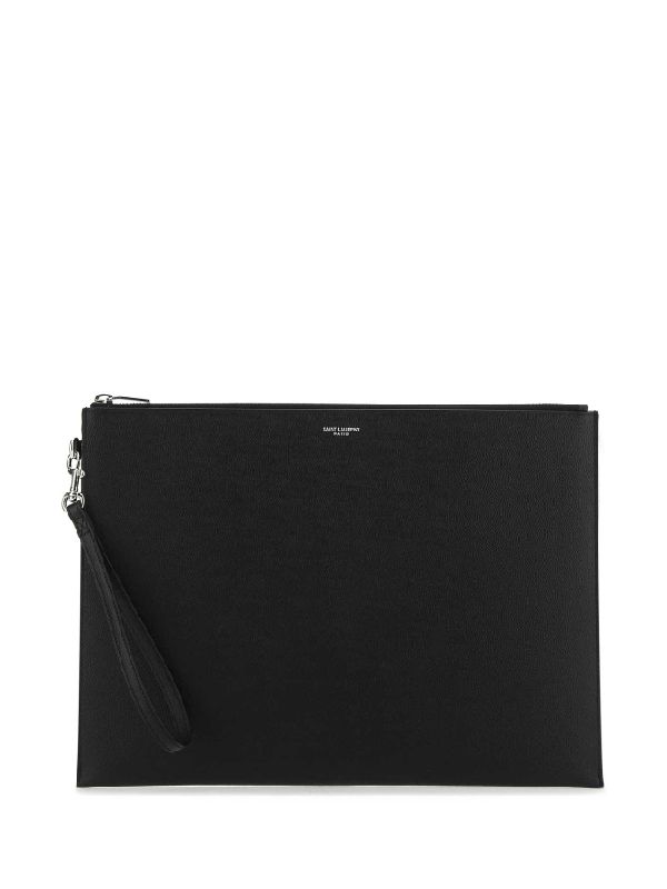 Grain Leather Strap Clutch Bag