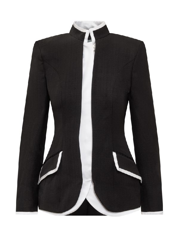 Stand Collar Zip-Up Blazer Jacket