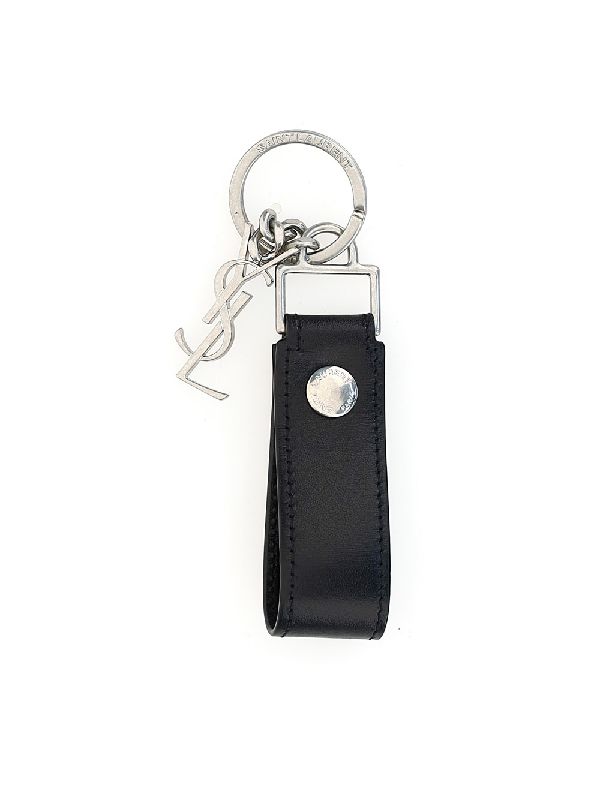 Black Leather Monogram Keyring