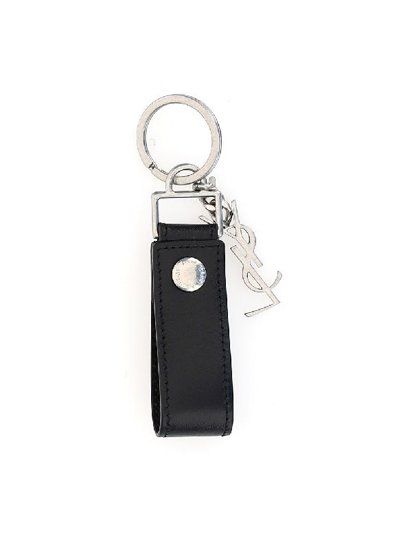 Black Leather Monogram Keyring