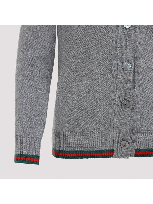 Web Detail Wool Cashmere Cardigan