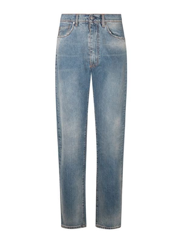 Washed Cotton Denim Pants