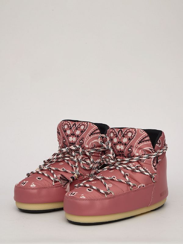 Bandana Pattern Lace-up Moon Boots