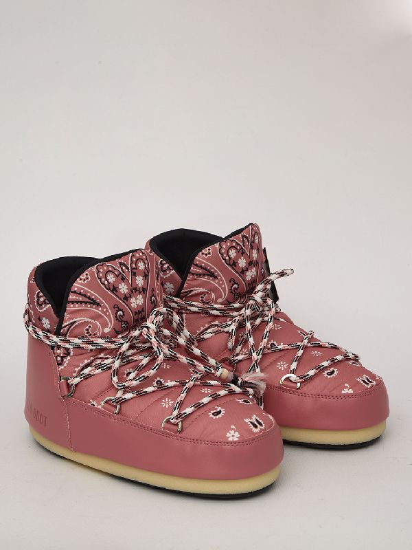 Bandana Pattern Lace-up Moon Boots