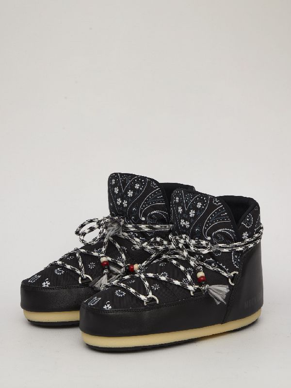 Bandana Pattern Lace-up Moon Boots