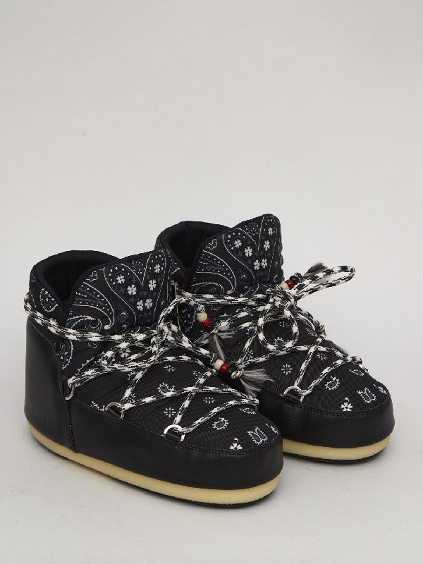 Bandana Pattern Lace-up Moon Boots